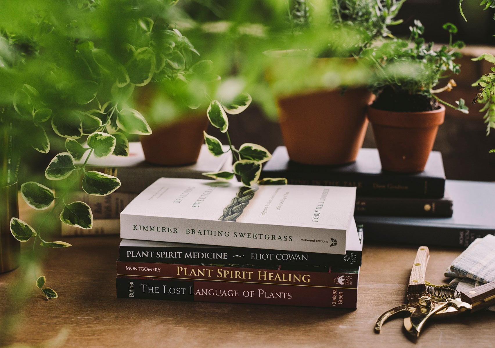 Books from list stacked on table /><p><strong><a href=